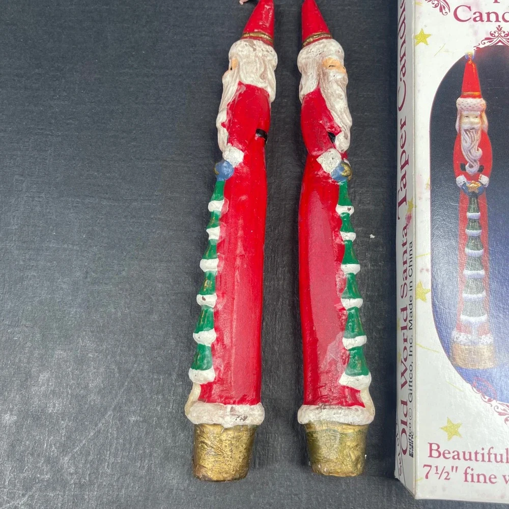 Vintage Christmas Taper Candles Gies Hand Decorated 11.5